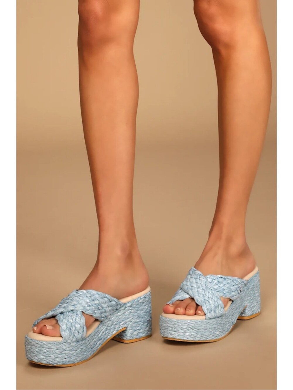 🆕️ Beach by Matisse Reflection Blue Raffia Platform Slide Sandals  9 Resortwear